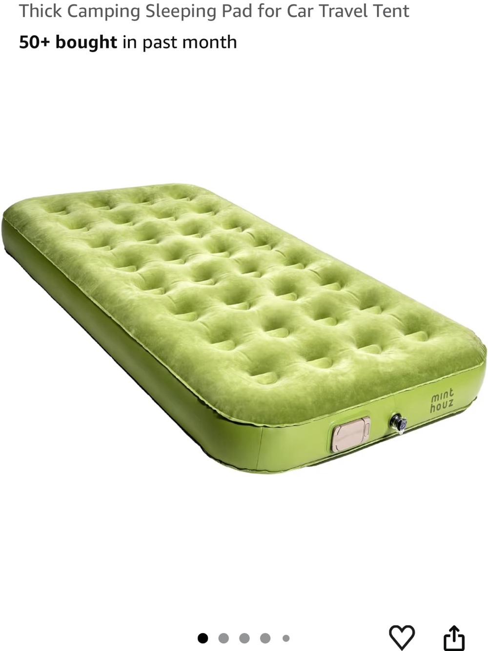 Mint Plush Inflatable Sleeping Pad in Light Green